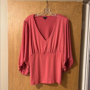 Torrid Pink Ruched 3/4 Sleeve Blouse